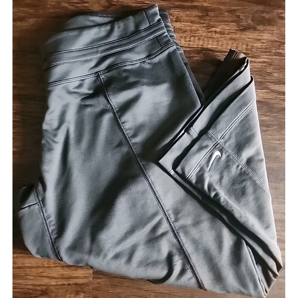 Nike Fit Dry Women's Athletic Cropped Gray Pants - Medium Running Jogging - Picture 1 of 5